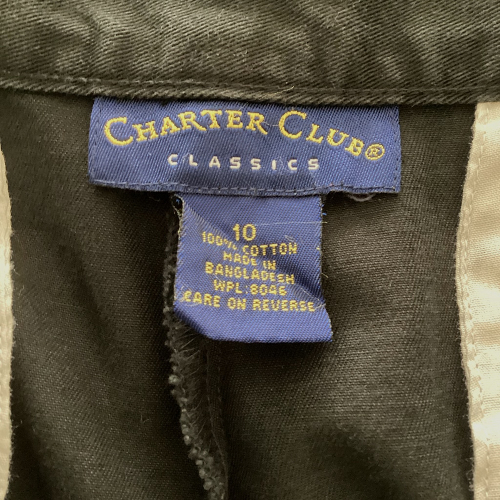 Charter Club Vintage Black Cotton Shorts High Waisted Pleated Size 10 - Picture 5 of 6
